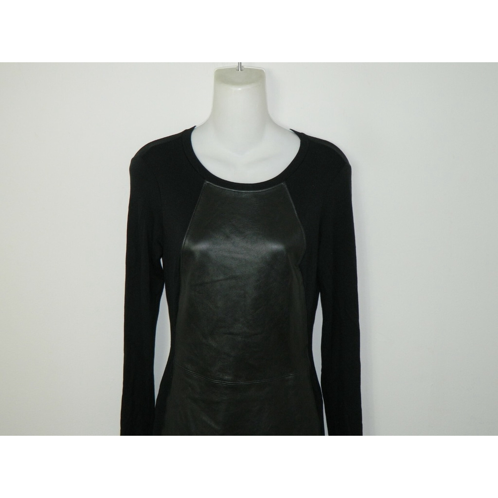 Michael Stars Dress Size X-Small Black Shantelle 100% Lambskin Leather and Knit - Picture 5 of 10